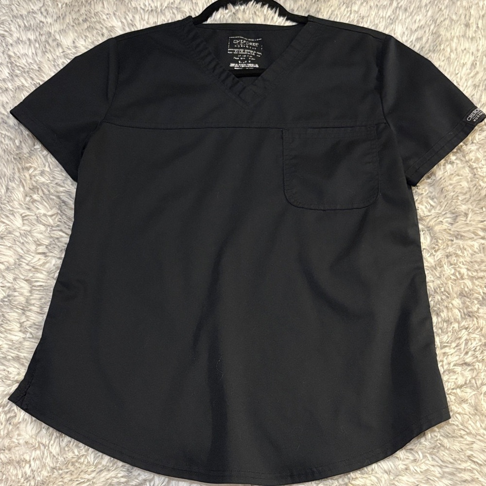 Cherokee Black V-Neck Medical Scrub Top